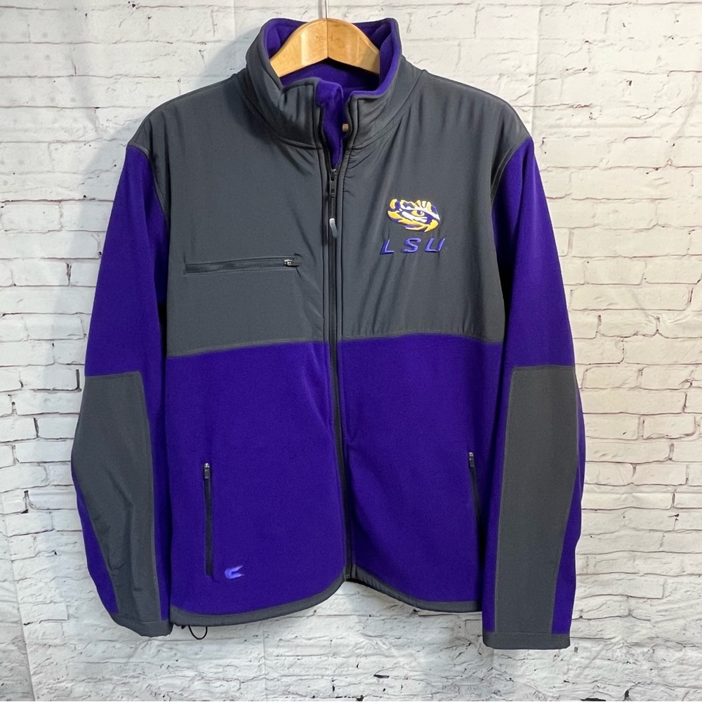 LSU Tigers Colosseum Gray Full Zip Fleece Jacket Purple Men XL